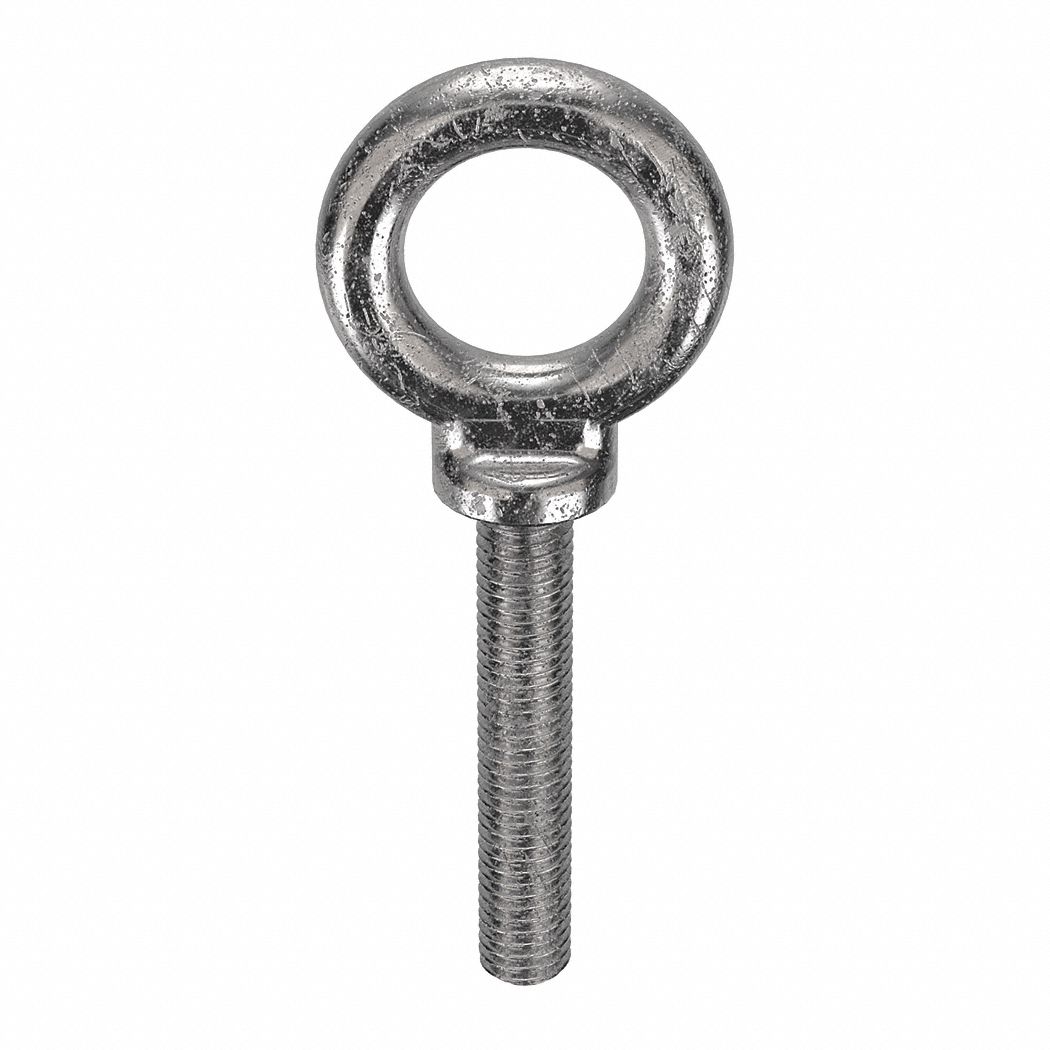 MACHINERY EYE BOLT, WITH SHOULDER, 304 STAINLESS STEEL, PLAIN, ⅜"-16 THREAD, 3 IN THREAD L