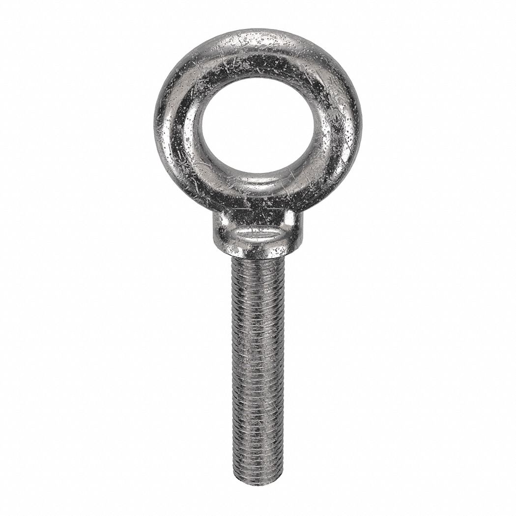 MACHINERY EYE BOLT, WITH SHOULDER, 304 STAINLESS STEEL, PLAIN, ¾"-10 THREAD, 4 IN THREAD L