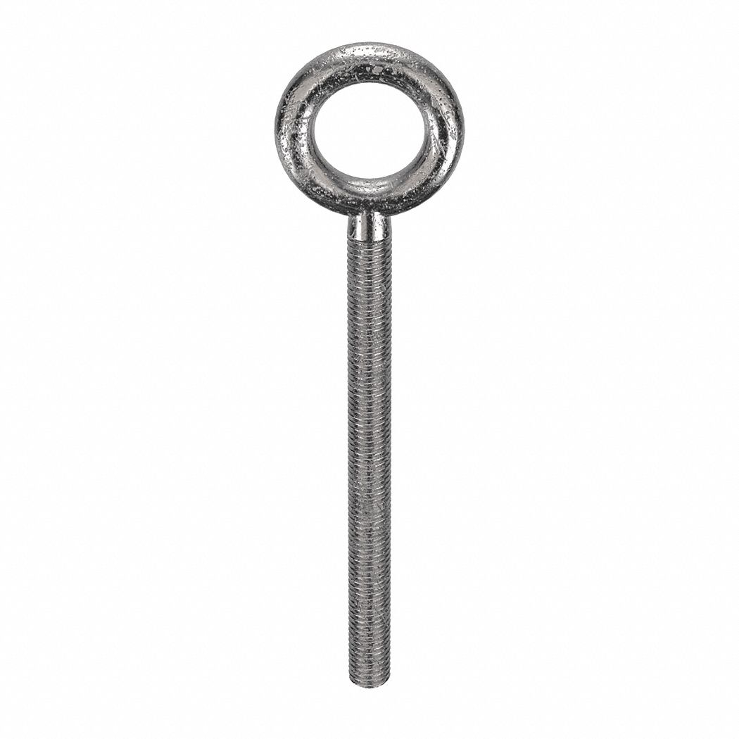 Machinery Eye Bolt: Without Shoulder, 18-8, Stainless Steel, Plain, 1/2"-13 Thread Size