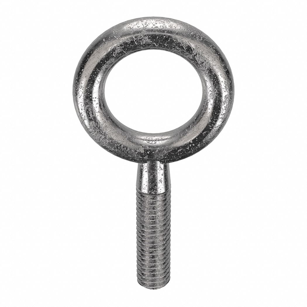 Machinery Eye Bolt: Without Shoulder, 316, Stainless Steel, Plain, 1/2"-13 Thread Size