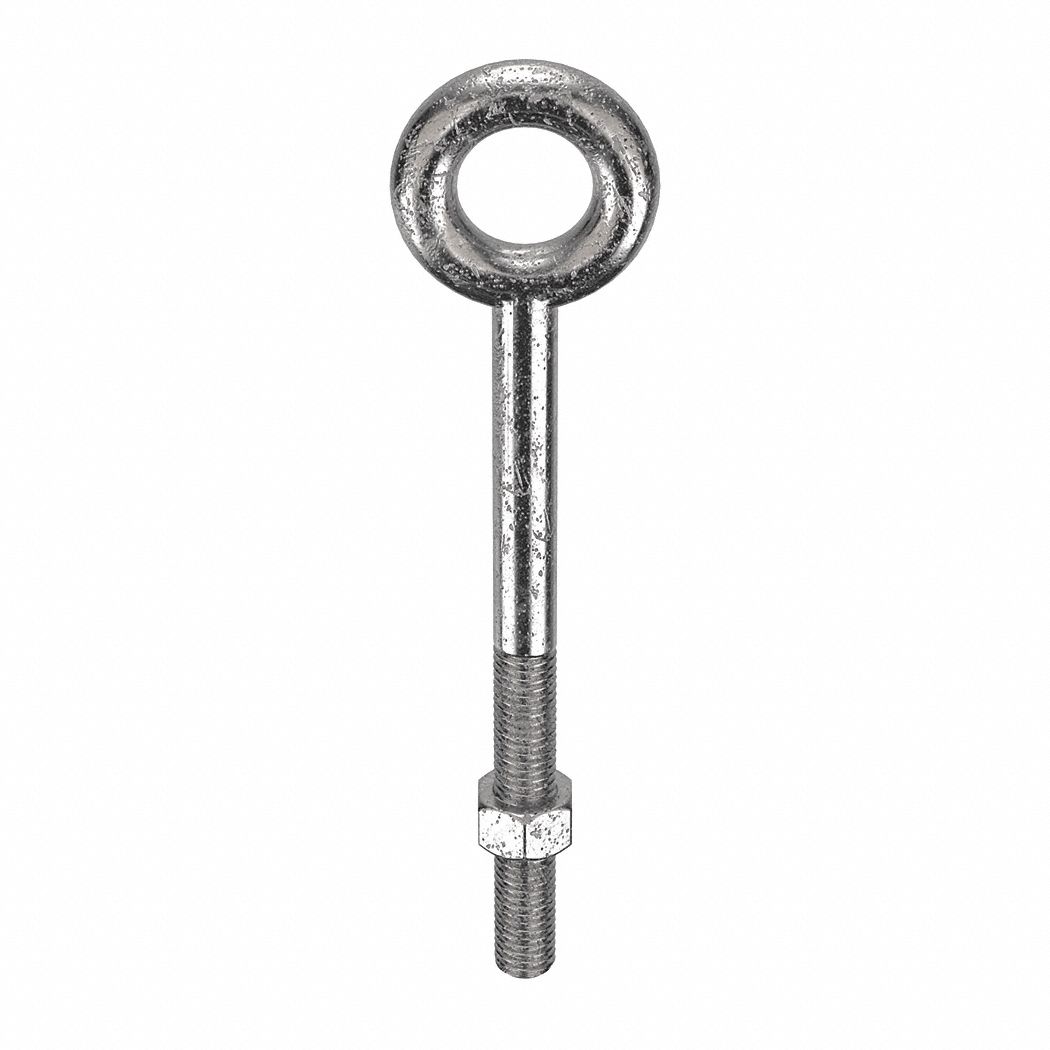 Machinery Eye Bolt: Without Shoulder, 316, Stainless Steel, Plain, 1/2"-13 Thread Size
