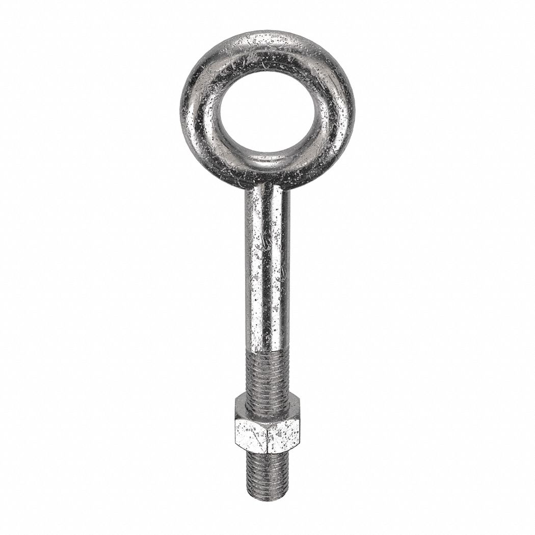 Machinery Eye Bolt: Without Shoulder, 316, Stainless Steel, Plain, 1"-8 Thread Size, 3 in Thread Lg