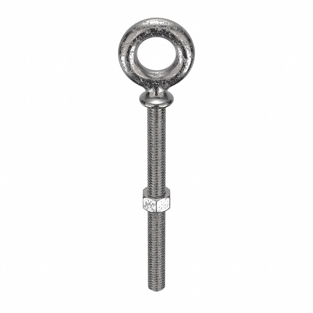 Machinery Eye Bolt: With Shoulder, 316, Stainless Steel, Plain, 1/2"-13 Thread Size, 3 in Thread Lg