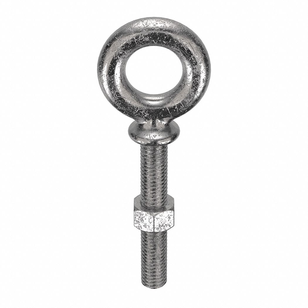 Machinery Eye Bolt: With Shoulder, 316, Stainless Steel, Plain, 1/2"-13 Thread Size, 2 in Thread Lg
