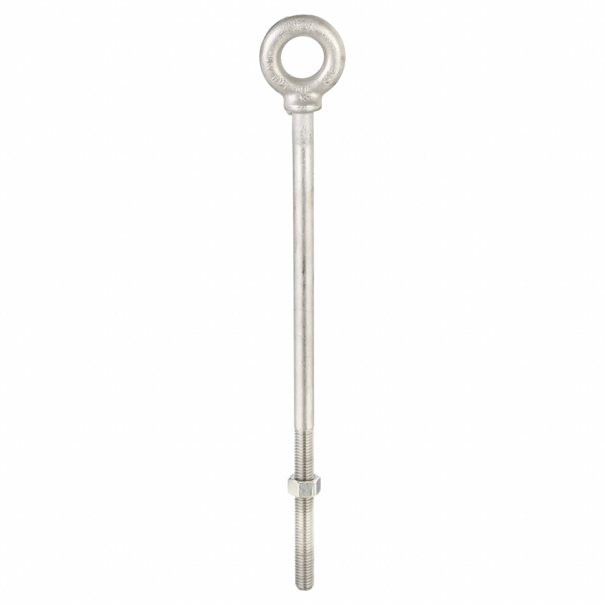 Machinery Eye Bolt: With Shoulder, 316, Stainless Steel, Plain, 1/2"-13 Thread Size, 4 in Thread Lg