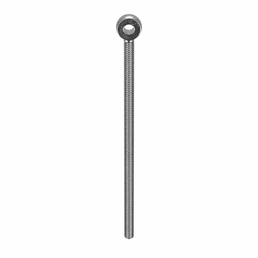 Fixed Rod End: Stainless Steel, Plain, Right Hand, 1/4"-20 Thread Size, 6 in Thread Lg