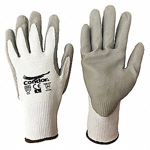 COATED GLOVES, 2XL (11), ANSI CUT LEVEL A2, DIPPED PALM, PUR, SMOOTH, WHT
