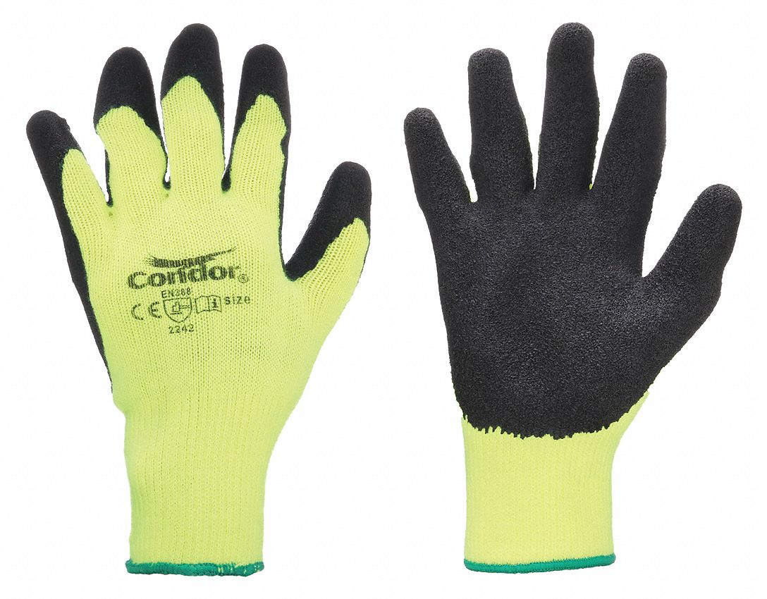 COATED GLOVES, S (7), ROUGH, LATEX, DIPPED PALM, ANSI ABRASION LEVEL 3, FULL FINGER