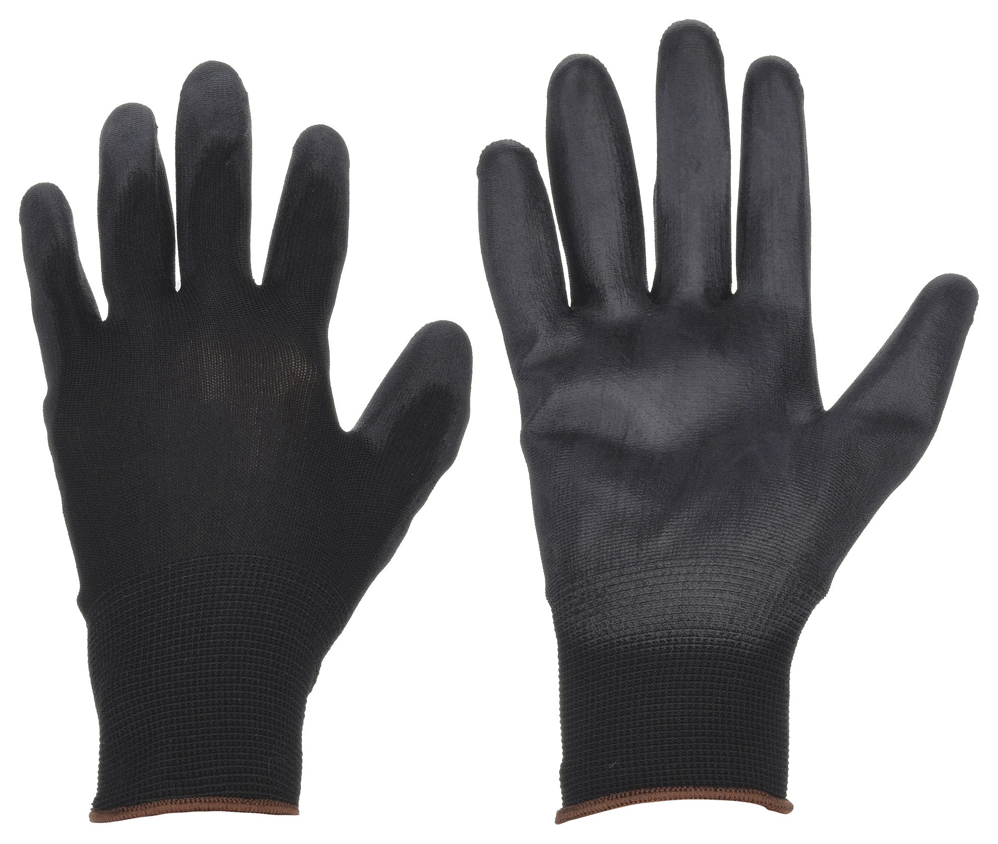 COATED GLOVES,PUR,PES,XS,BLACK,PR