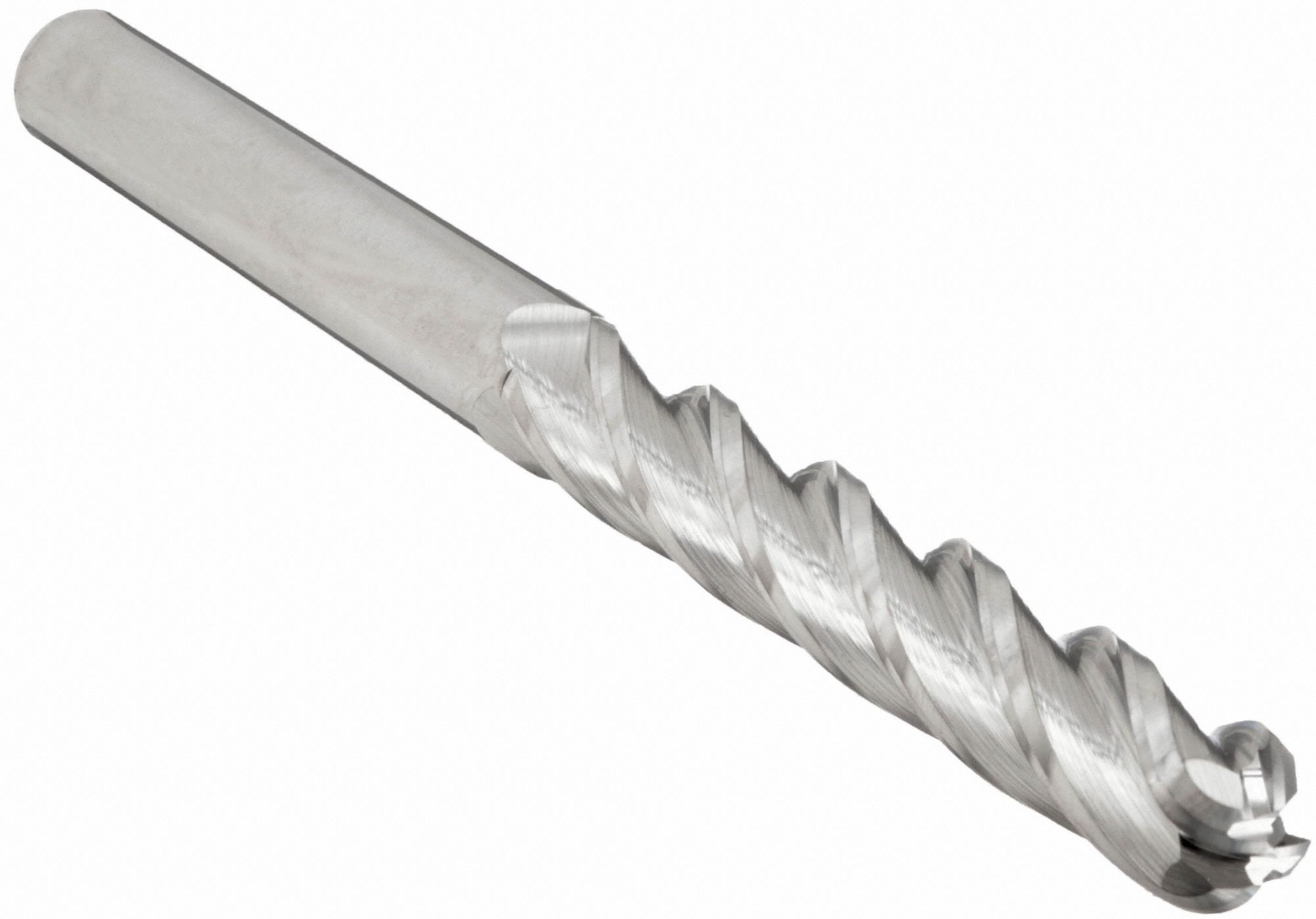 Ball End Mill: Carbide, 4 Flute, 1" Mill Dia, 1-1/2" LOC, 6" OAL, List 220