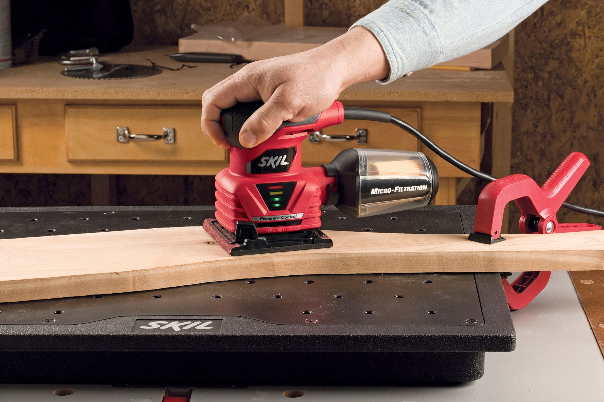 SKIL Orbital Sander, Corded, 1/4 Sheet, 4 1/8 in x 4 1/2 in Pad Size, 2.0 A Amps, Single Speed