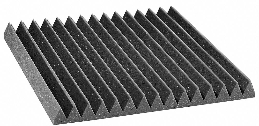 Acoustic Foam: 0.75 NRC, Gray, 24 in Overall Lg, 24 in Overall Wd, 2 in Thick