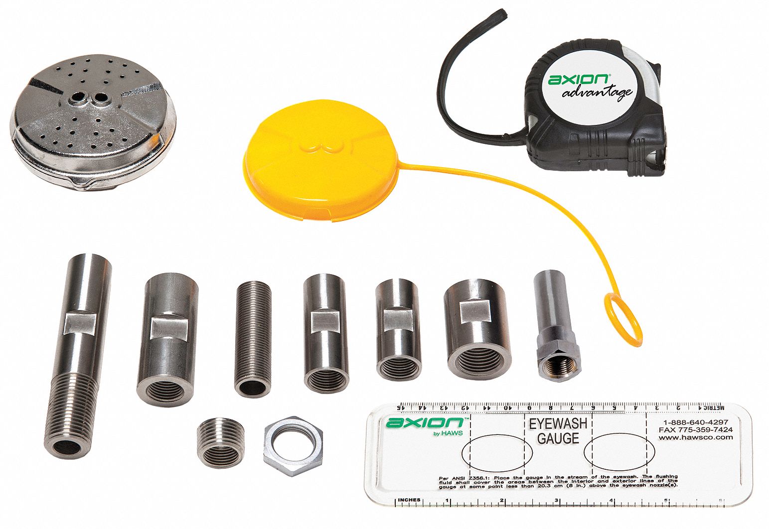 AXION Eye Wash Station, Stainless Steel, For Use With Emergency Shower