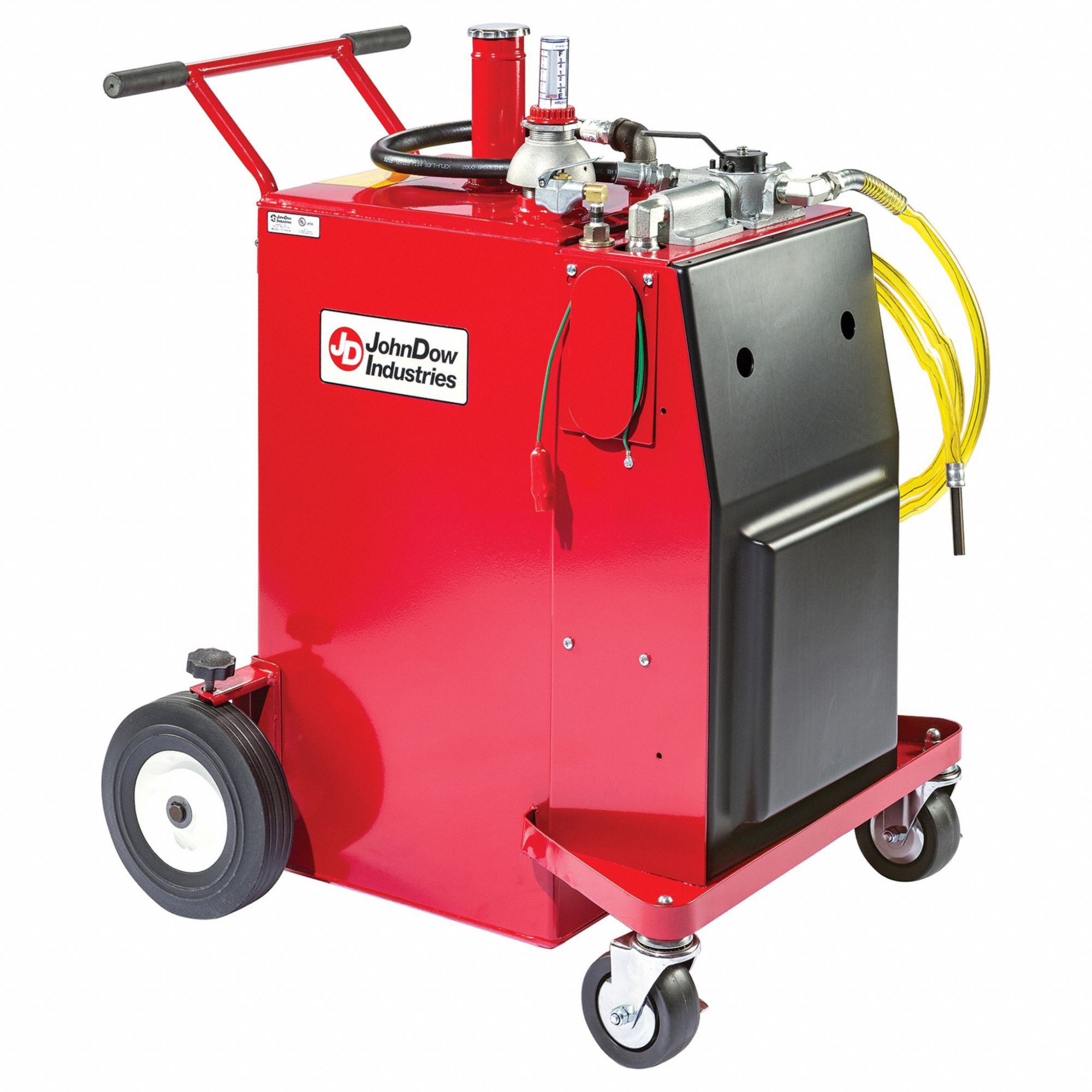 Fuel Caddy: 30 gal Capacity, Gasoline/Kerosene, Red, Steel, Pneumatic Pump