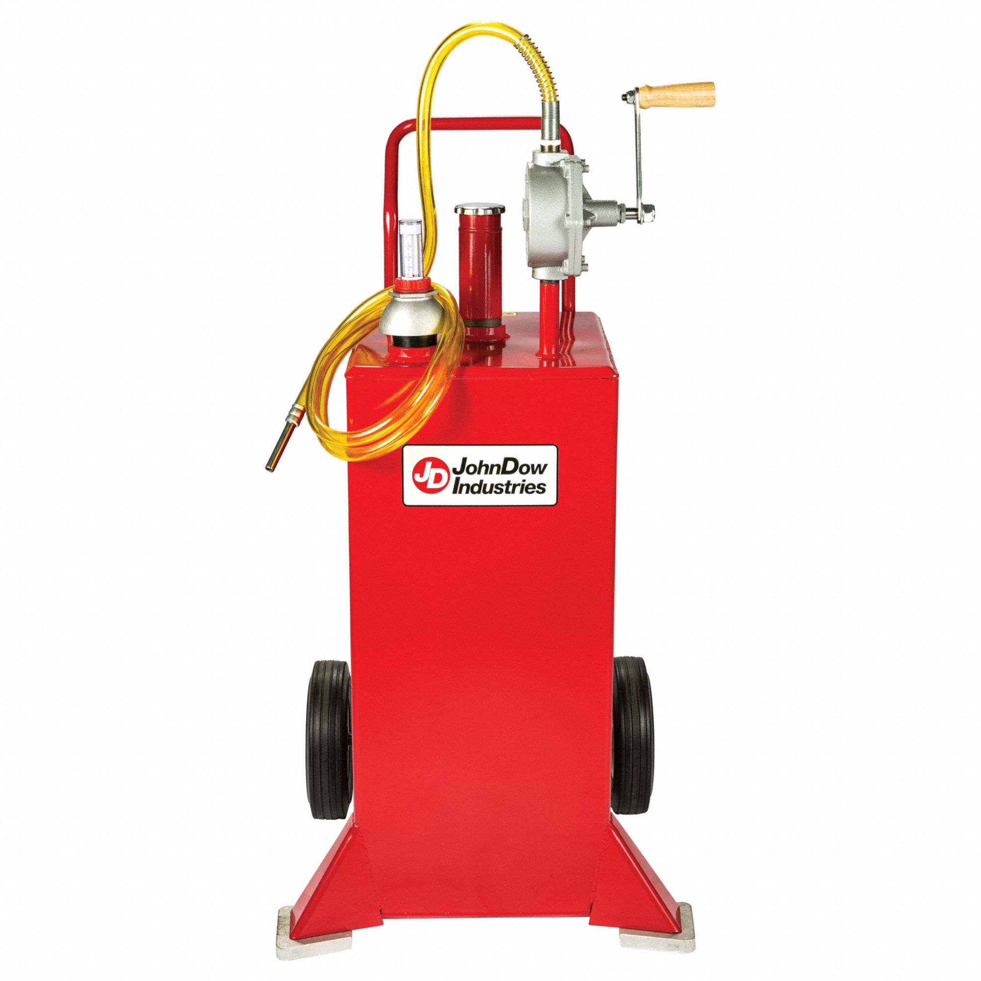 Fuel Caddy: 30 gal Capacity, Gasoline/Kerosene, Red, Steel, Hand Pump