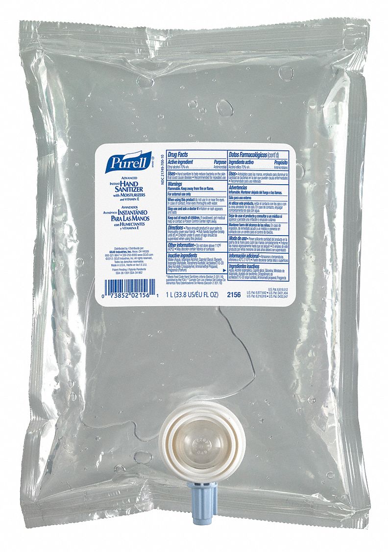 Purell Hand Sanitizer 1 000 Ml Cartridge Liquid Nxt Pk 8 19mr10 2156 08 Grainger