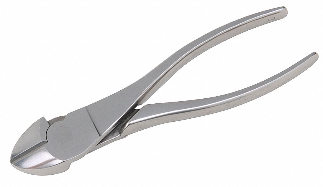 DIAGONAL CUTTING PLIER, FLUSH, ANGLED, OVAL, 1 IN JAW L, 1 IN JAW W, 7 IN OVERALL L