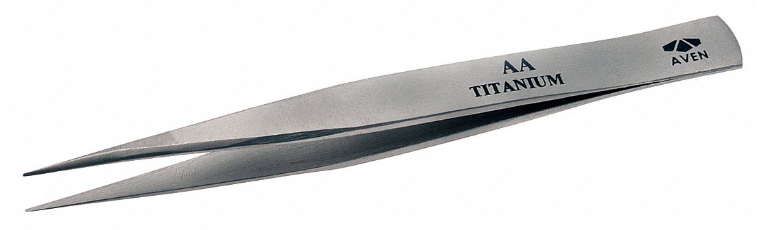 Tweezers: Titanium, Point, Straight Tip, 1.1 mm Tip Thick