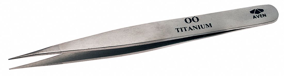 TWEEZERS, TITANIUM, POINT, STRAIGHT TIP, 0.9 MM TIP THICK