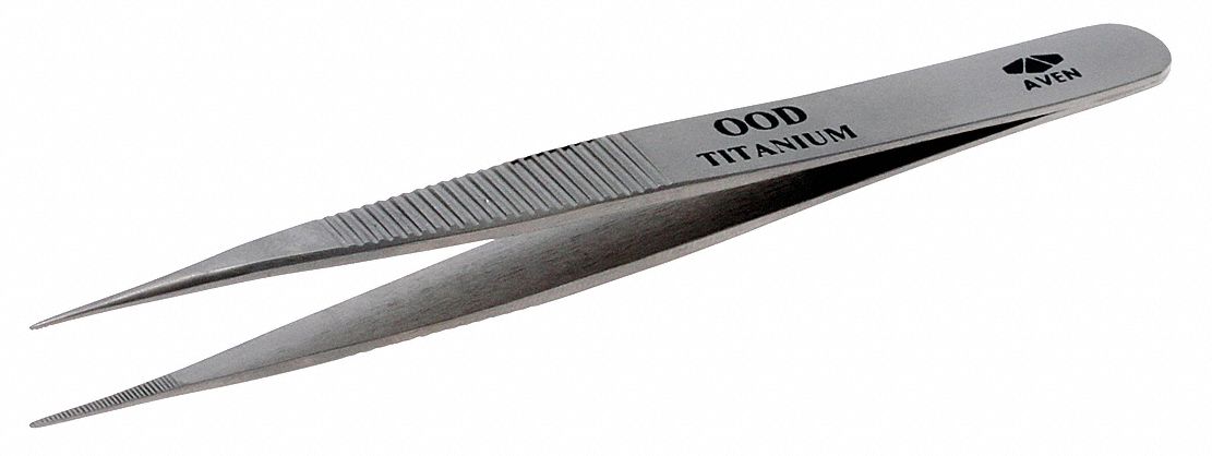 PRECISION TWEEZER, TITANIUM, 4-1/2 IN