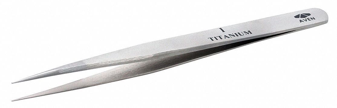 PRECISION TWEEZERS, TITANIUM, POINT, RELIEVED TIP, 0.78 MM TIP THICK