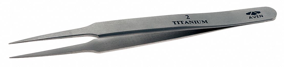 TWEEZERS, TITANIUM, POINT, RELIEVED TIP, 0.85 MM TIP THICK