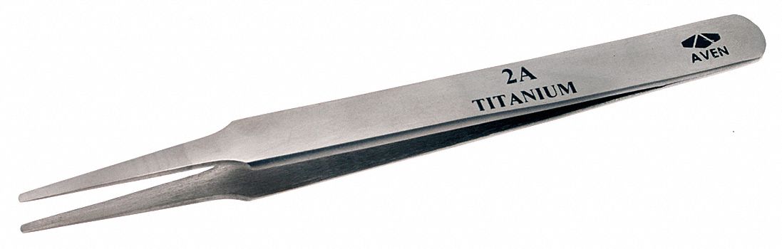 PRECISION TWEEZERS, TITANIUM, ROUND, STRAIGHT TIP, 2.07 MM TIP THICK
