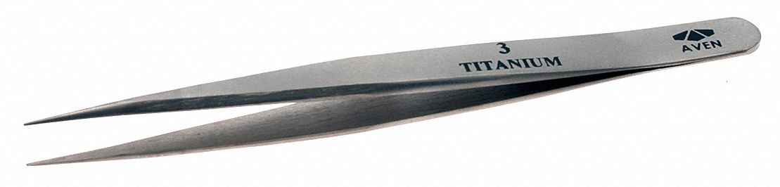 Precision Tweezer, Titanium, 4-1/2 In