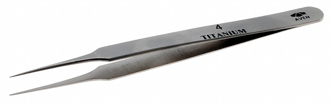Tweezers: Titanium, Point, Relieved Tip, 0.83 mm Tip Thick