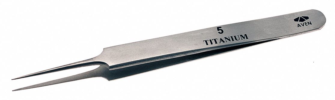Tweezers: Titanium, Point, Relieved Tip, 0.57 mm Tip Thick