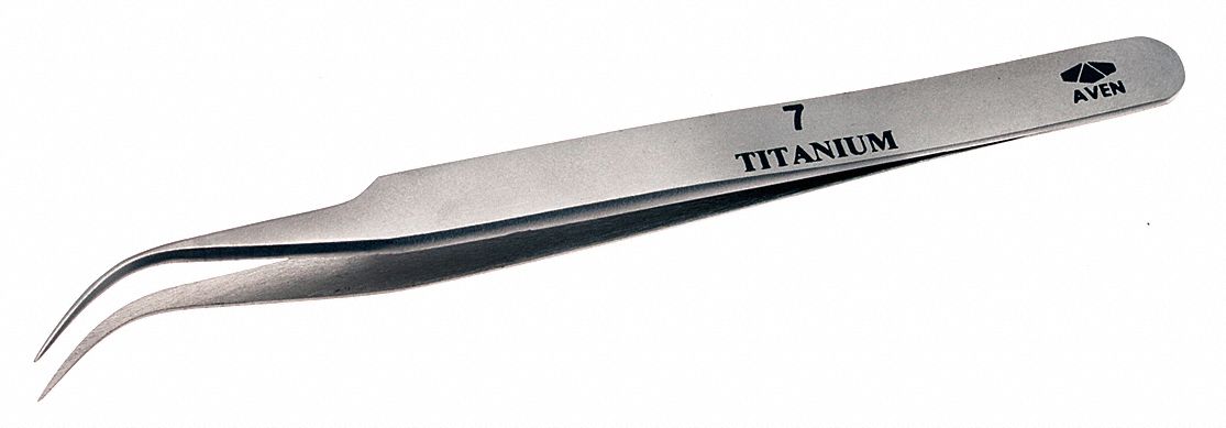 Precision Tweezer, Titanium, 4-1/2 In