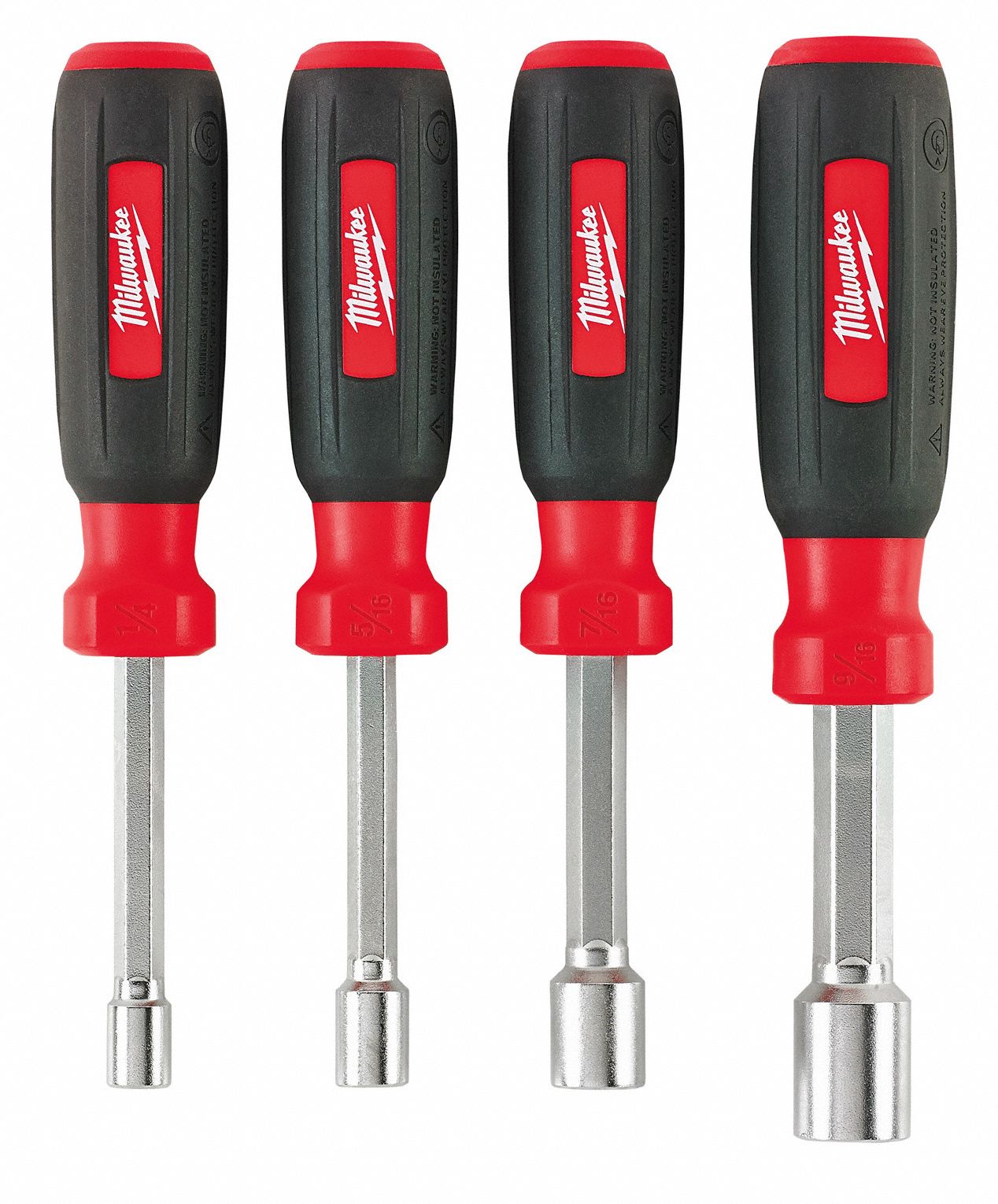 MILWAUKEE Nut Driver Set, Red with Black Grip; Number of Pieces 4 19MU7248222404 Grainger