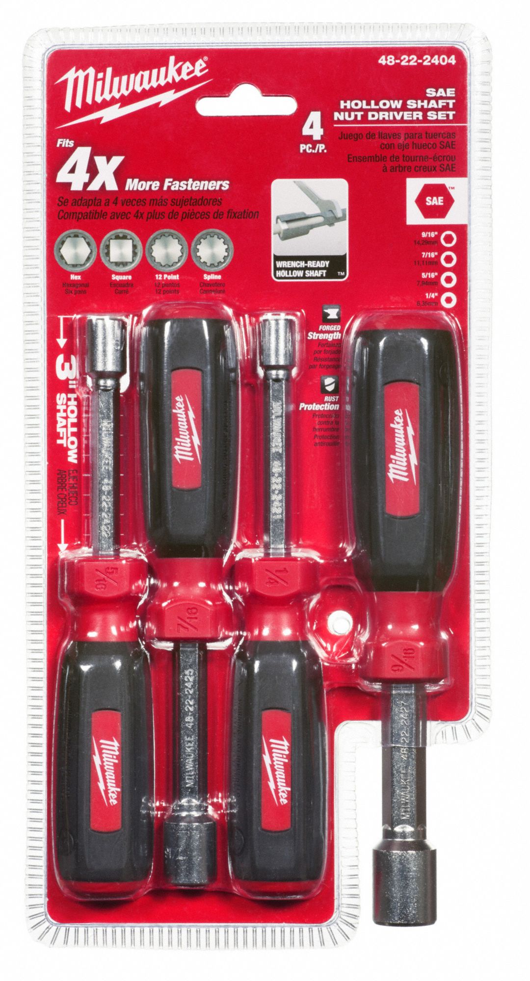 MILWAUKEE Hollow Shank Nut Driver Set 19MU7248222404 Grainger