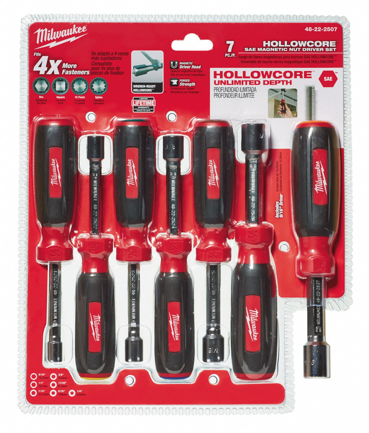 MILWAUKEE Hollow Shank with PassThru Nut Driver Set 19MU844822