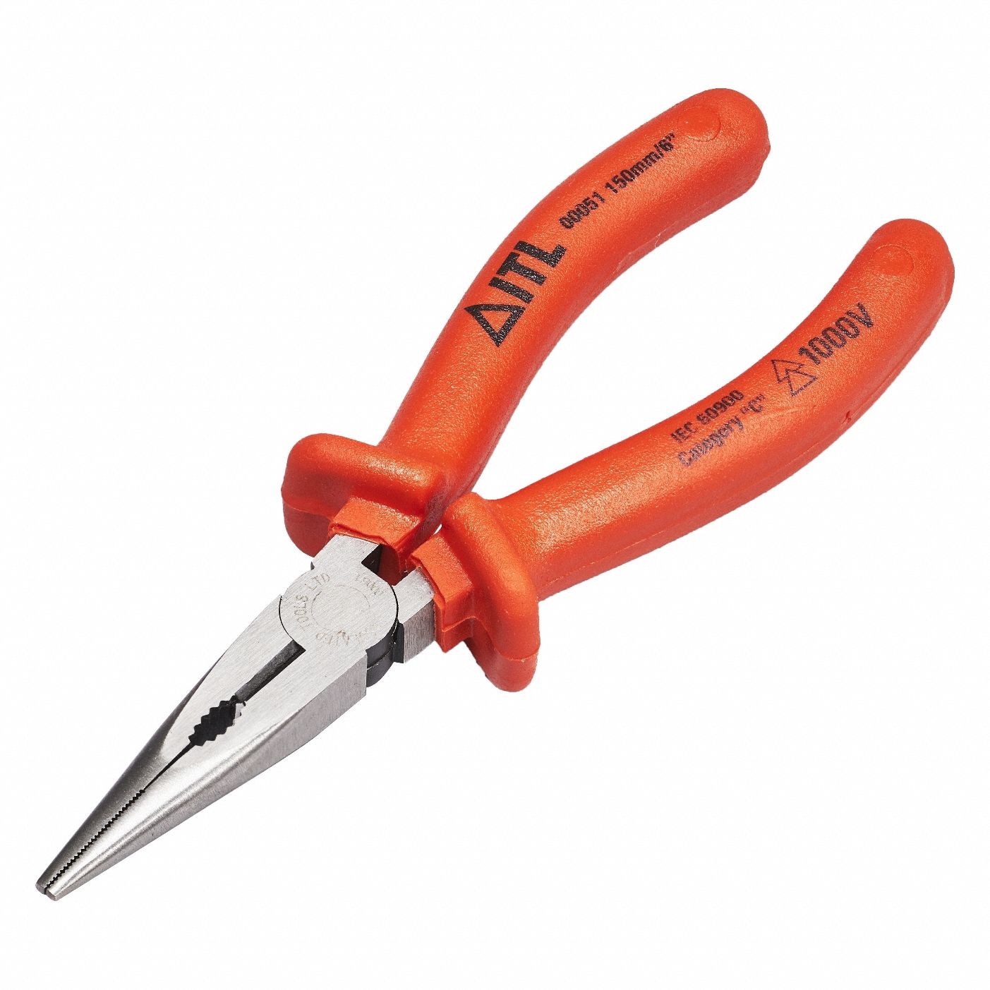 Needle Nose Plier, 6-1/4" L, Serrated