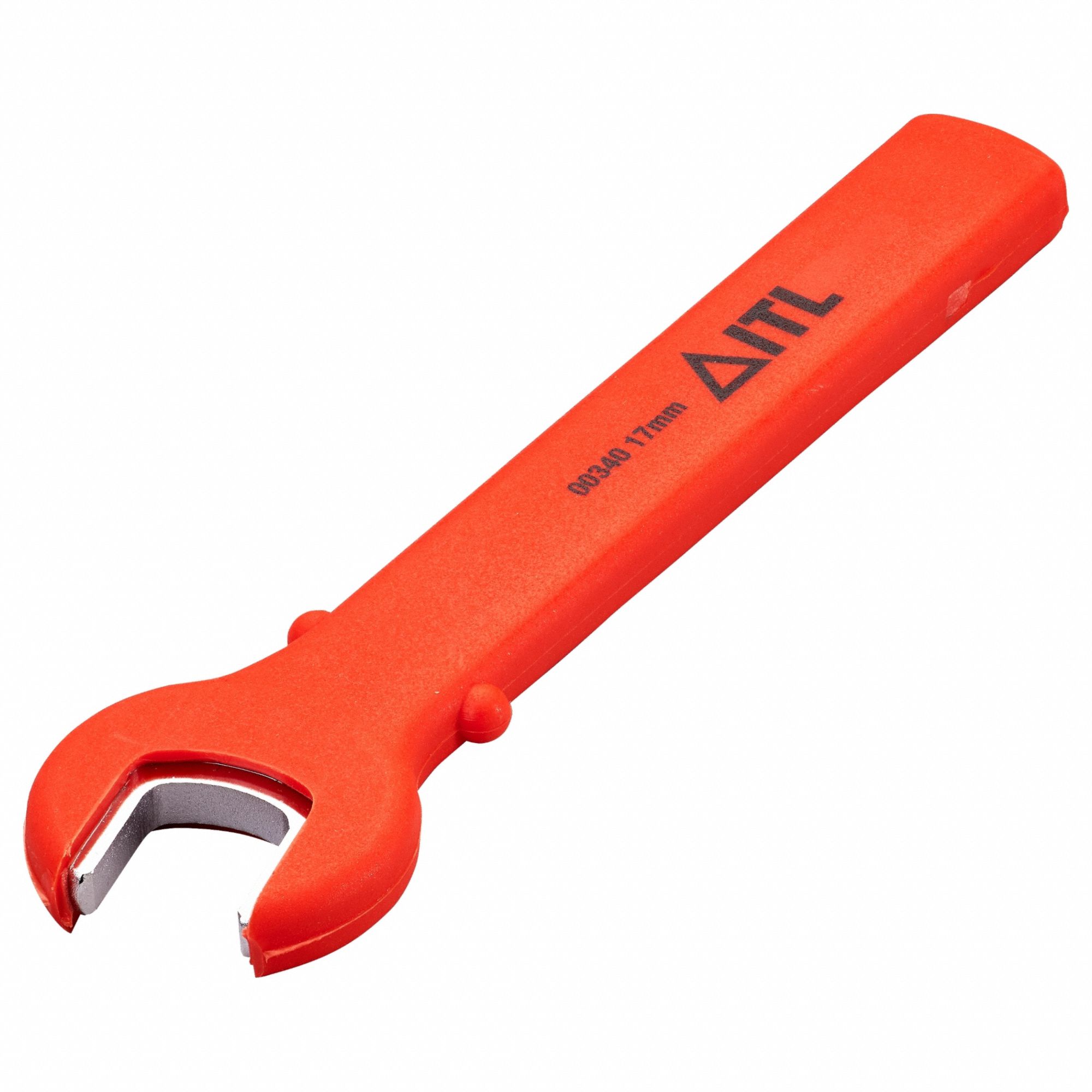 Open End Wrench: Alloy Steel, Chrome, 43/64 in Head Size, 6 3/4 in Overall Lg, Std, Insulated