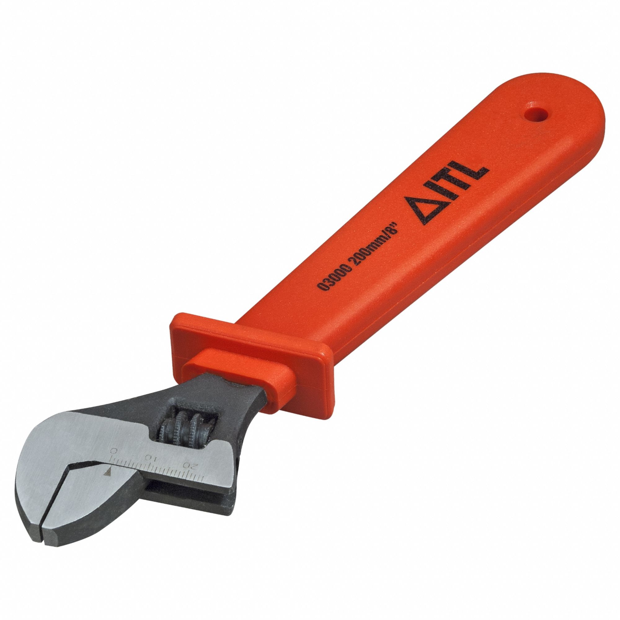 Adjustable Wrench: Nylon Thermoplastic, Chrome, 8 in Overall Lg, 1 in Jaw Capacity