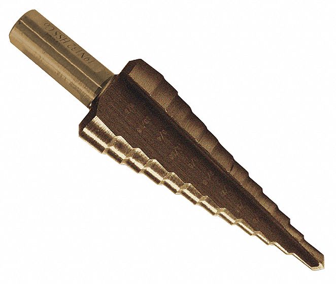 WESTWARD Step Drill Bit, Cobalt, 3/16 in to 7/8 in Size Range, Straight