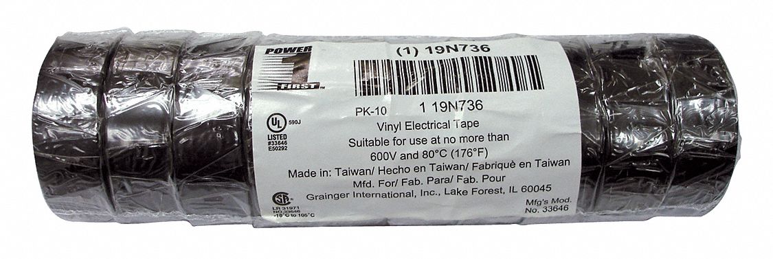 INSULATING ELECTRICAL TAPE, GENERAL PURPOSE, PROFESSIONAL, VINYL, ¾ IN X 20 FT, 10 PK