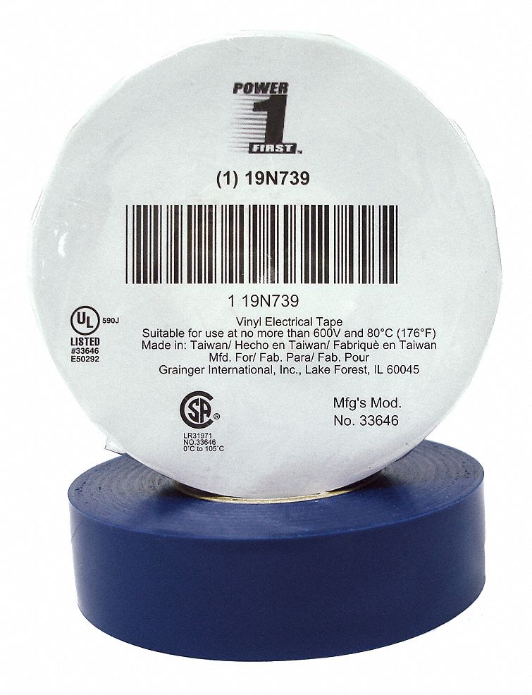 INSULATING ELECTRICAL TAPE, GENERAL PURPOSE, PREMIUM, VINYL, ¾ IN X 66 FT, BLUE