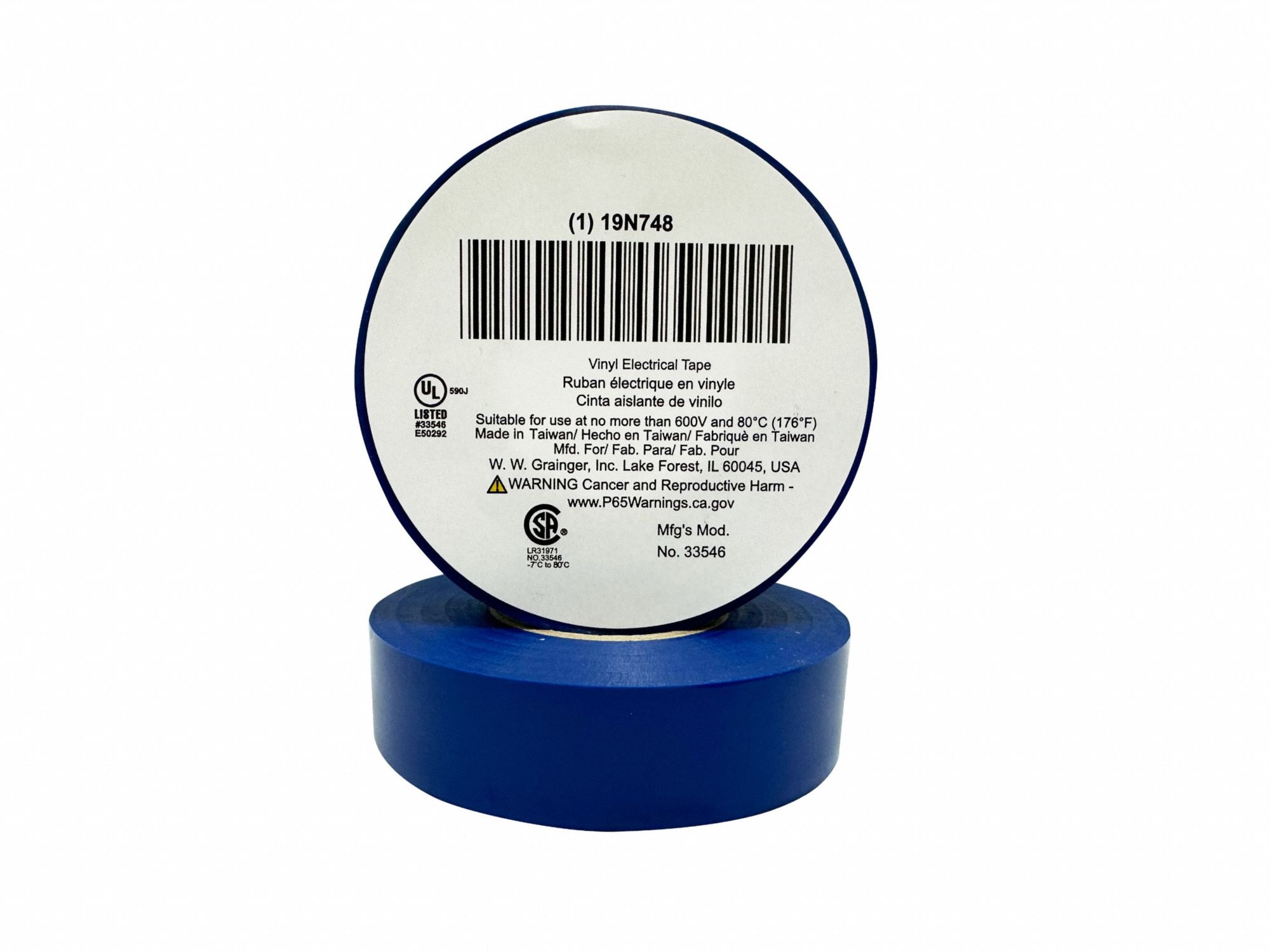 Electrical Tape: 3/4 in Wd, 20 yd Lg, 7 mil Thick, Vinyl, Rubber, 600 V Volt Rating