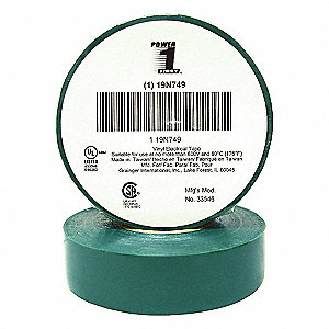 INSULATING ELECTRICAL TAPE, GENERAL PURPOSE, ECONOMY, VINYL, ¾ IN X 60 FT, GREEN