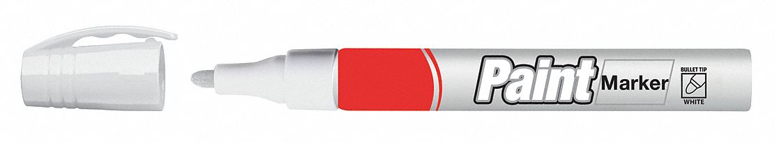 Liquid Paint Marker: 4.4 mm Tip Wd, Acrylic Nib, White, Point