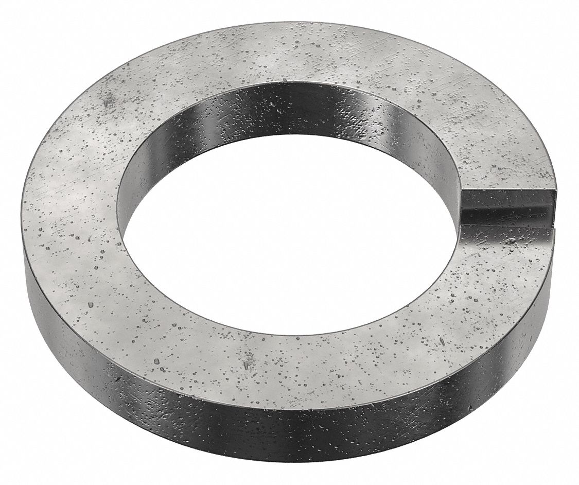 Split Lock Washer: Case Hardened, Black Oxide, Steel, 1 5/8 in Screw Sz, 25/64 in Max Thick, 5 PK