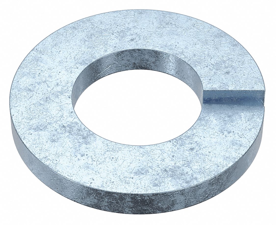 Split Lock Washer: Zinc Plated, Steel, #2 Screw Sz, 3/32 in Max. Inside Dia, 100 PK