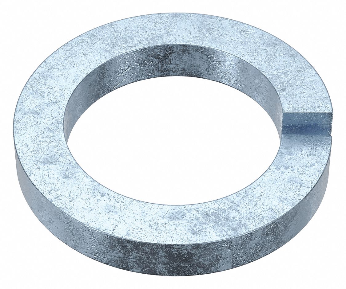 Split Lock Washer: Case Hardened, Zinc Plated, Steel, 2 in Screw Sz, 2 1/32 in Max. Inside Dia, 5 PK