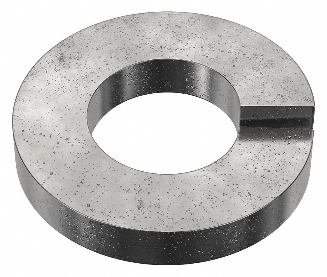Heavy Split Lock Washer: Case Hardened, Black Oxide, Steel, #5 Screw Sz, 3/64 in Max Thick, 100 PK