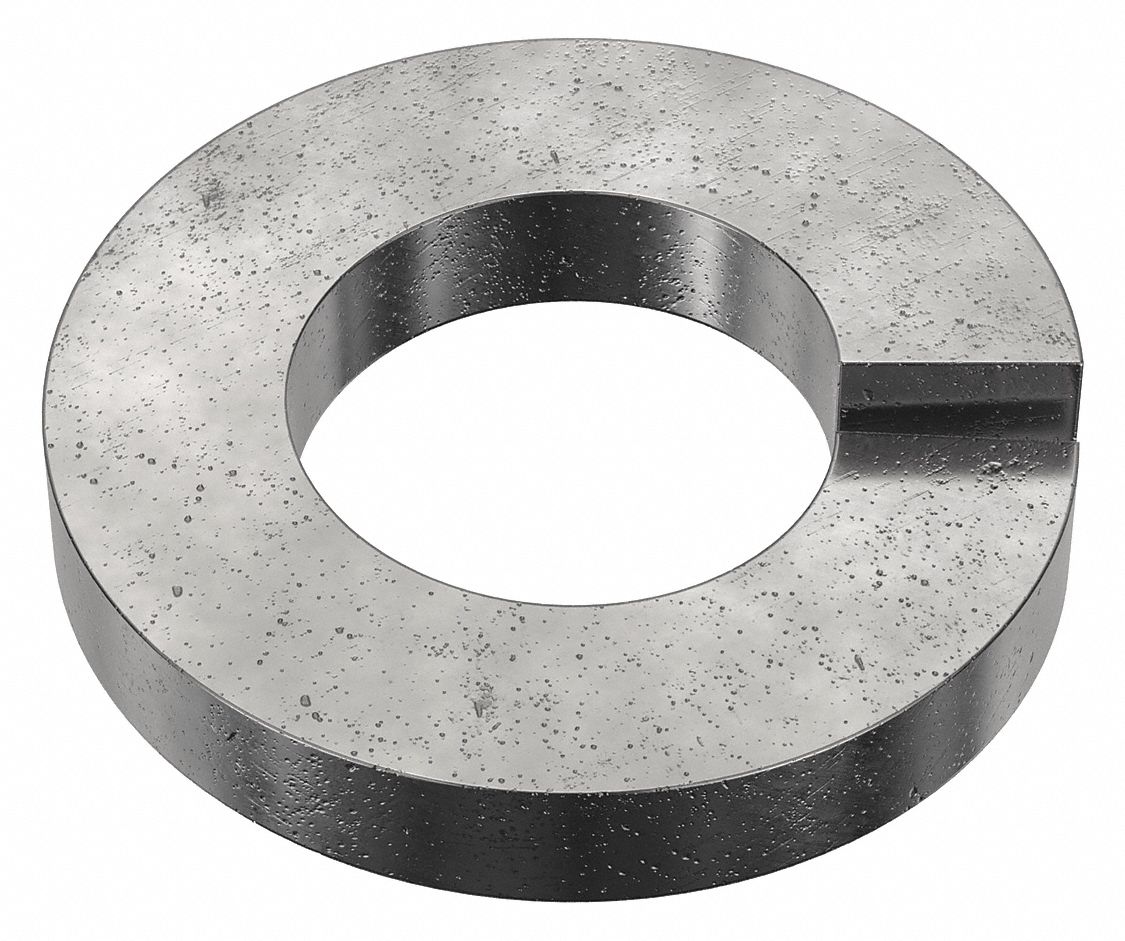 Heavy Split Lock Washer: Case Hardened, Black Oxide, Steel, #6 Screw Sz, 3/64 in Max Thick, 100 PK