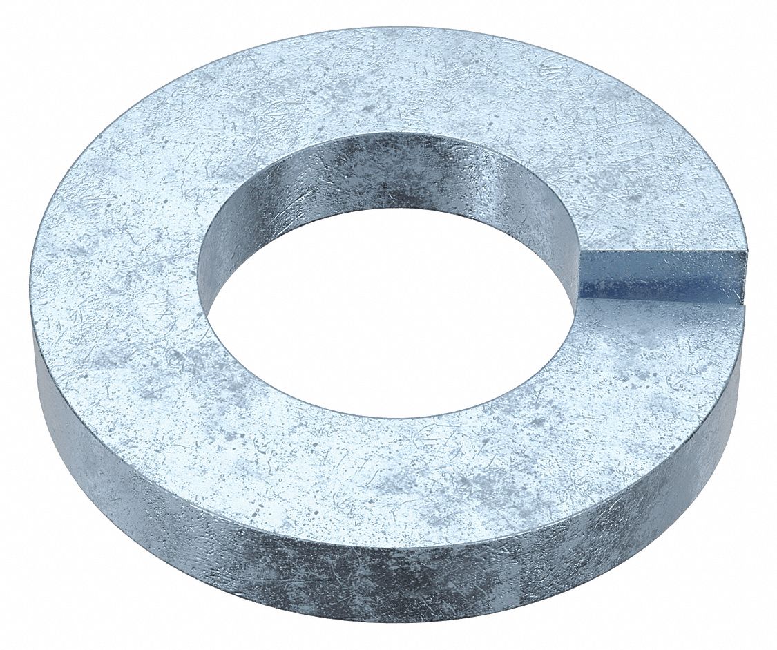 Heavy Split Lock Washer: Case Hardened, Zinc Plated, Steel, #6 Screw Sz, 3/64 in Max Thick, 100 PK