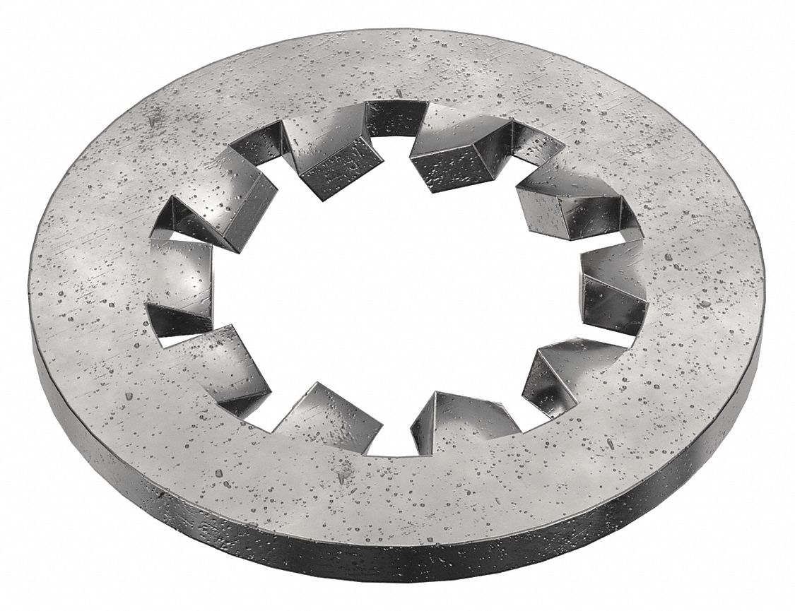 Internal Tooth Lock Washer: Case Hardened, Black Oxide, Steel, 1/4 in Screw Sz, 100 PK
